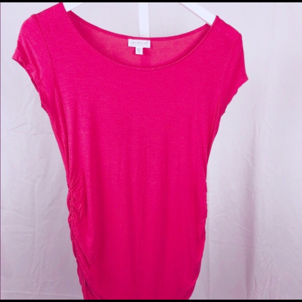 A Pea In the Pod Maternity T-shirt Ruching XS Pink - Picture 2 of 5